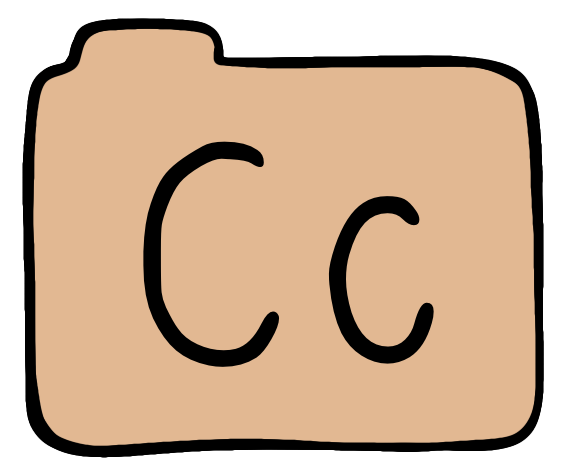 light orange file folder with capital and lowercase C on it.